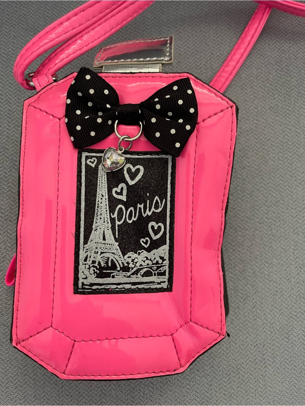 Justice Neon Pink Paris Bow Crossbody Bag